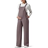 G4Free ShiftReady Maternity Jumpsuit Adjustable Strap Overalls Pregnancy Wide Leg Pants with Pockets