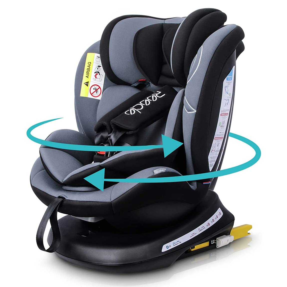 Reecle チャイルドシート 360° 回転式 新生児~12歳頃 (0~36kg) ISOFIX対応 シートベルト固定 (ブラック)商品画像