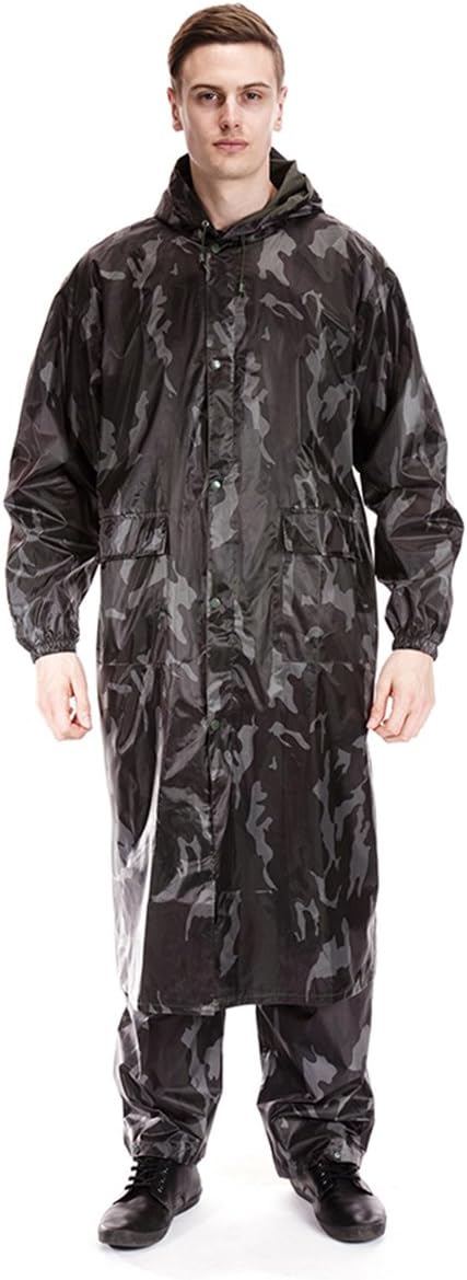 Mens Long Length Waterproof Hooded Rain Coat/Jacket