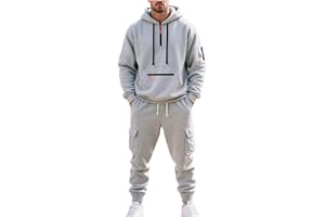 Mens Sweatsuit 2 Piece Quarter Zip Hoodie and Cargo Sweatpants Sports Tracksuit Set Casual Workout Outfits