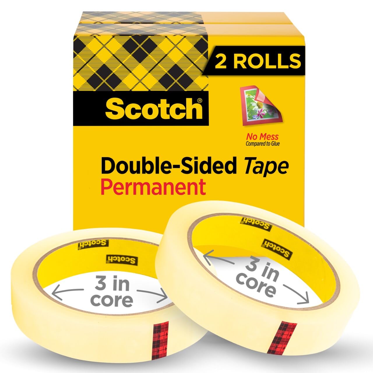 Photo 1 of Scotch Double Sided Tape, 3/4 in x 1296 in, 2 Rolls (665-2P34-36)