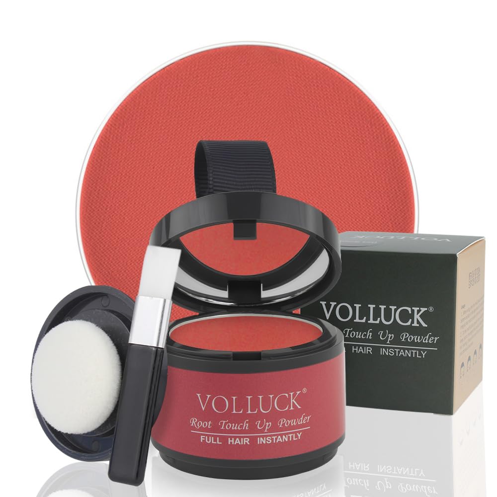 VOLLUCK Root Touch up Powder 4g – Covers Grey Roots & Conceals Thinning Hair, Hairline Powder for Men & Women – Natural Look, Easy to Use & Compact for Quick Touch Ups (Red)