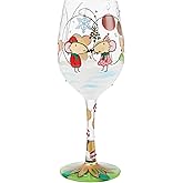 Enesco Lolita Christmas Not Even a Mouse Hand-Painted Artisan Wine Glass, 15 Ounce, Multicolor