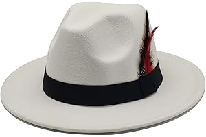 MIVBUKS Mens Fedora Hats Classic Wide Brim Fedora Hat for Women Men Dress Hats Panama Hat with Band