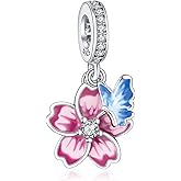 NUNUYAYA Charms Beads 925 Sterling Silver Butterfly Rabbit Leaf Flower Heart Dangle Pendant with 5A Cubic fits for Charms Bracelets for Woman Valentine's Day Mother's Day Christmas Birthday Gift