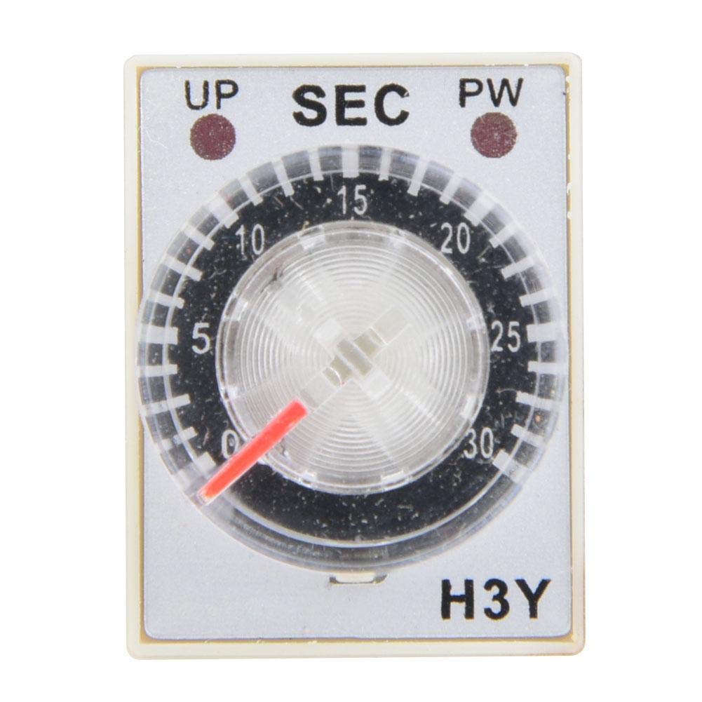 Oumefar H3Y-2 Delay Timer AC 24V Time Control Switch 8Pins Adjustable Timing Range Delay 60S Copper Galvanized for Industrial Control(30S)