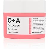 Q+A Collagen Body Butter: Luxuriously Rich, Intensely Moisturising Vegan Formula with Hydrolysed Vegetable Protein, Shea Butter, Squalane, and Golden Pear and Grape Scent for Soft, Supple Skin, 200ml