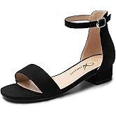 Athlefit Girls Sandals Open Toe Ankle Strap Low Heels Girl Dress Shoes For Toddler Little Big Kid