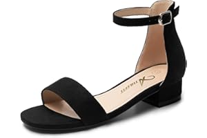 Athlefit Girls Sandals Open Toe Ankle Strap Low Heels Girl Dress Shoes For Toddler Little Big Kid