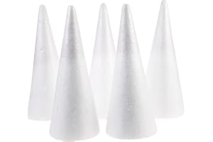 FOMIYES Foam Cones, Christmas Foam Cones for DIY Crafts, 5Pcs 9.5Inch White Cones for DIY Home Craft Project Christmas Tree, Handmade Gnomes, Trees, Holiday Decorations