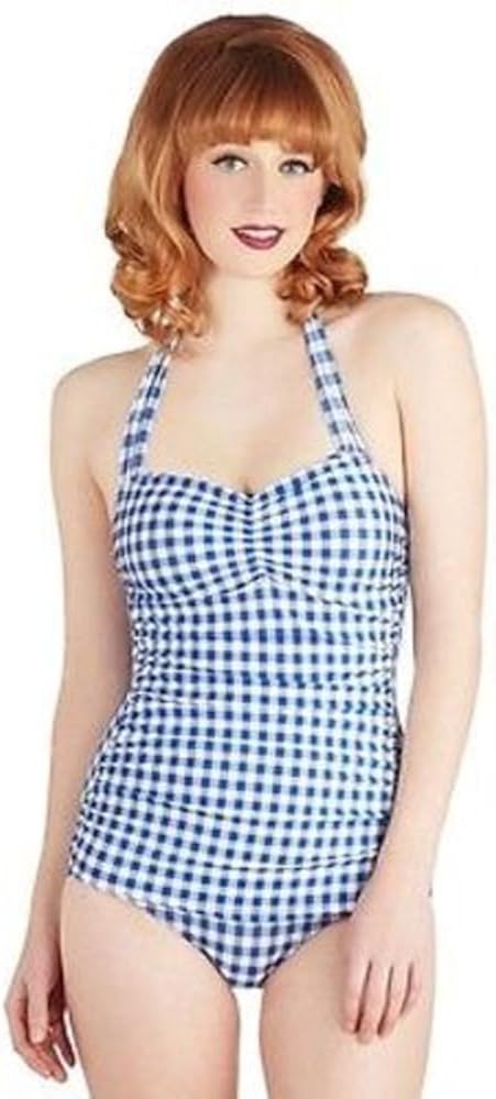 Blue gingham one piece swimsuit Clearance