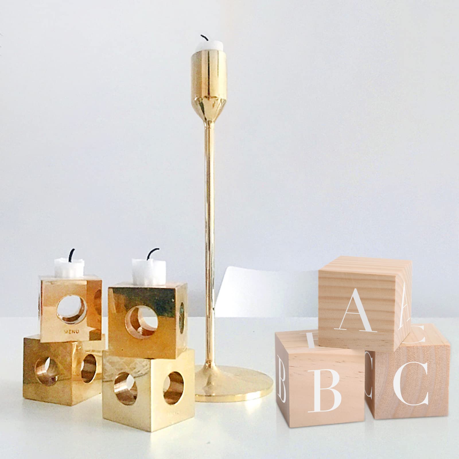 Tosnail 6 Pack 3 Inches Unifinished Wooden Cubes Wooden Blocks - Great for Crafts Making