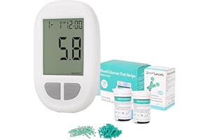 Blood Glucose Meter - 50 Strips, 50 Lancets and LANCING DEVICE - Pain-Free, Fast Results Home Testing Kit for Adults & Childr