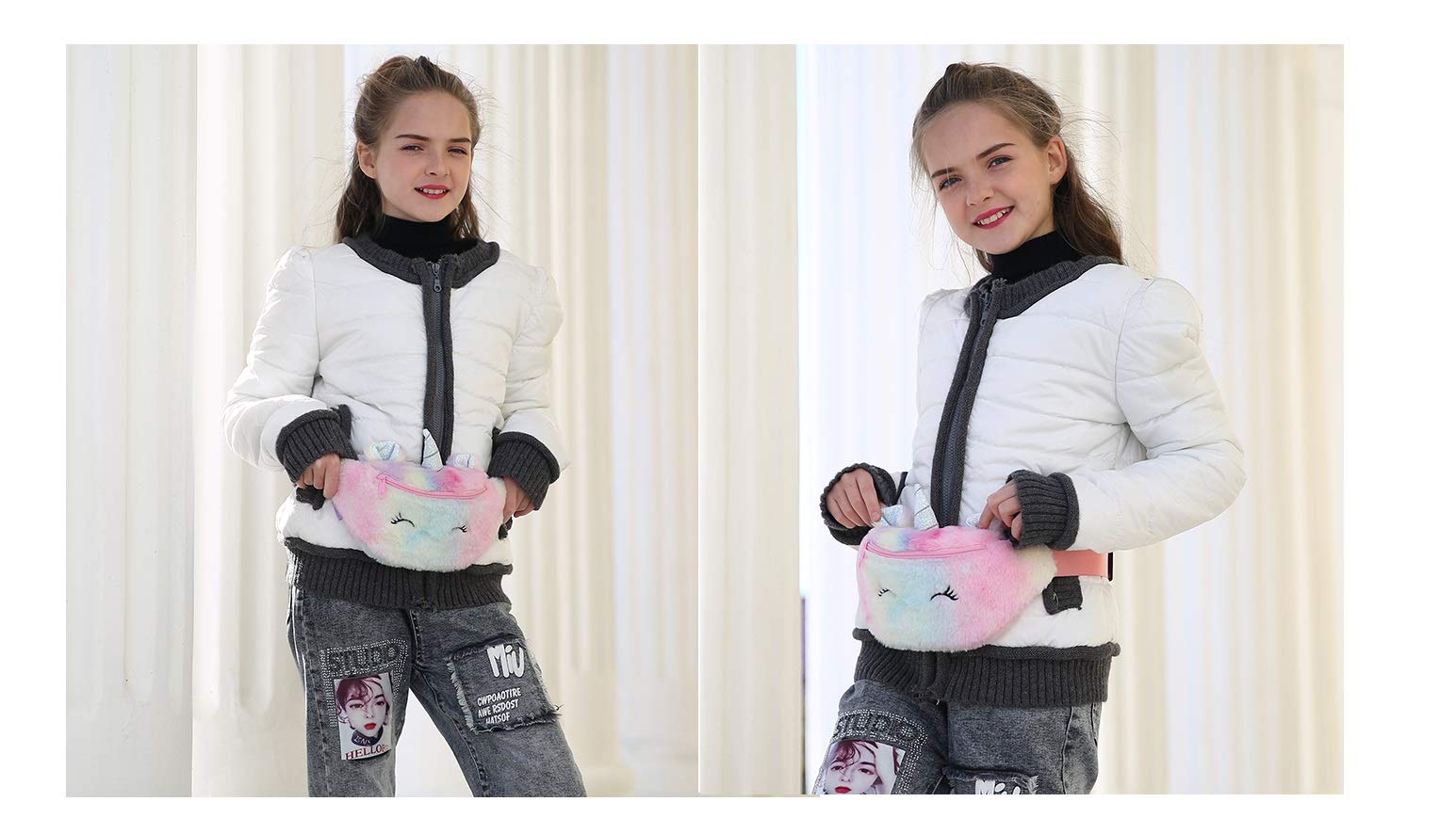 Cute Plush Unicorn Backpack, Soft Rainbow Book Bag Sweet Girls Daughter Gifts (A - C2 Fanny Pack)