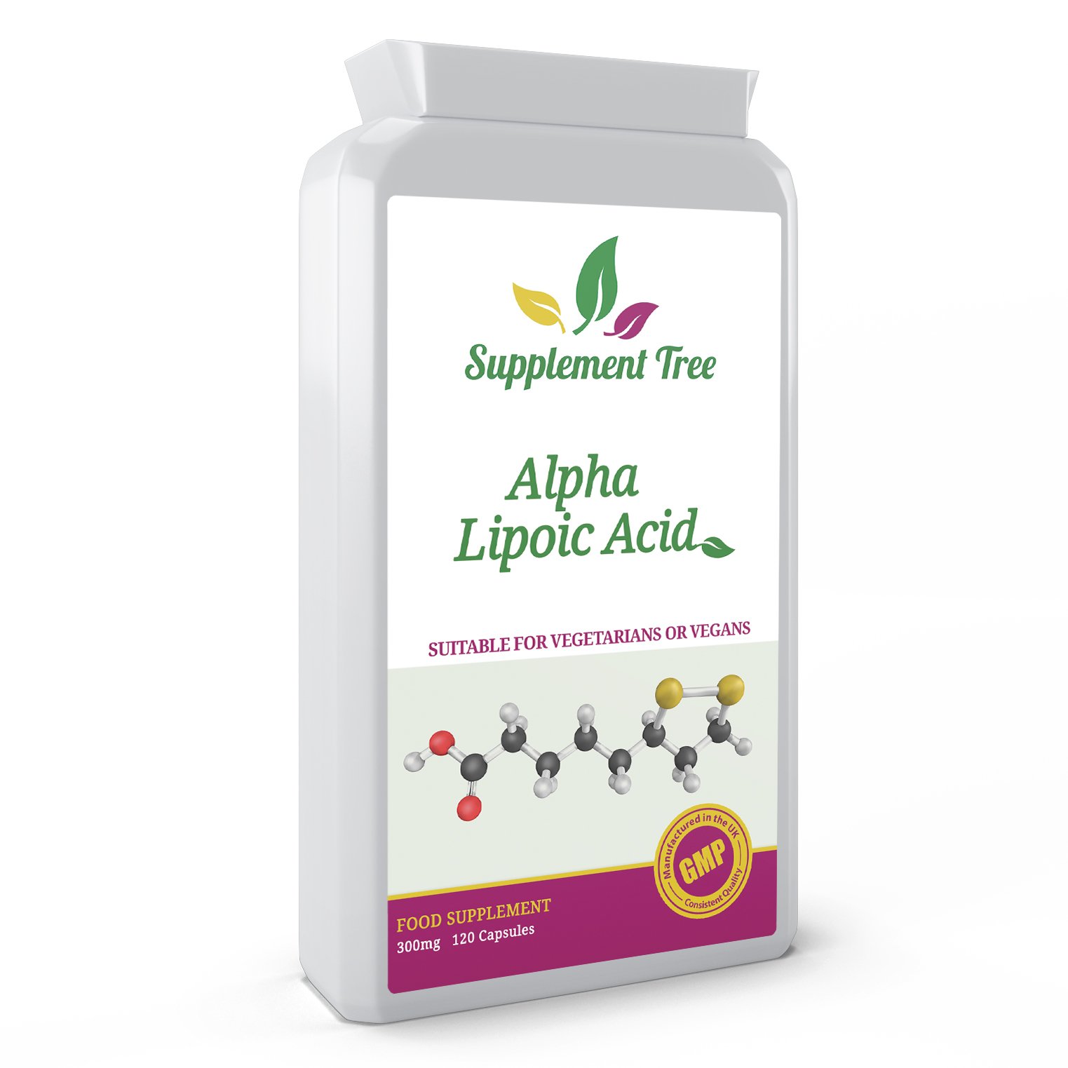 Alpha Lipoic Acid 300mg 120 Capsules - Easy to take Daily ALA Supplement - UK Manufactured GMP Guaranteed Quality