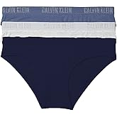 Calvin Klein Women`s Monochrome Cotton Bikini Panty 3 Pack (Blue(QP1999-922)/O_Heather, Small)