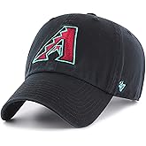 47 Brand MLB Black Team Color Primary Logo Clean Up Adjustable Baseball Cap Hat, Adult One Size Fits All