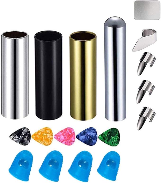 Guitar Slide Kit Included 3Pcs Metal Guitar Slides(Gold