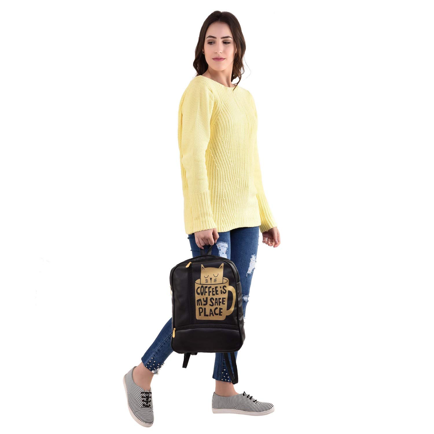 mansicollections lemon full sleeves diagonal knitted sweater for women