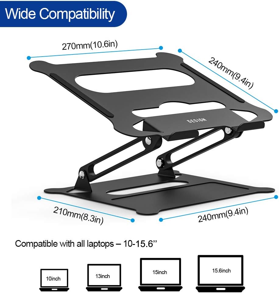 Besign LS05 Aluminum Laptop Stand, Ergonomic Adjustable Notebook Stand, Riser Holder Computer Stand Compatible with Air, Pro, Dell, HP, Lenovo More 10-15.6" Laptops