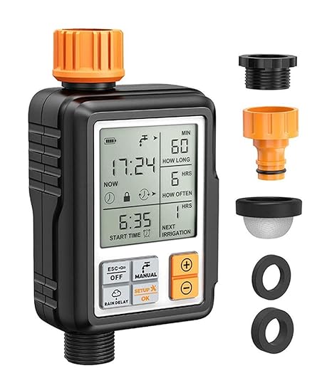 Pinolex Drip Irrigation Water Timer Digital Controller Fully Automatic Adapters Batteries Included Child Lock Feature