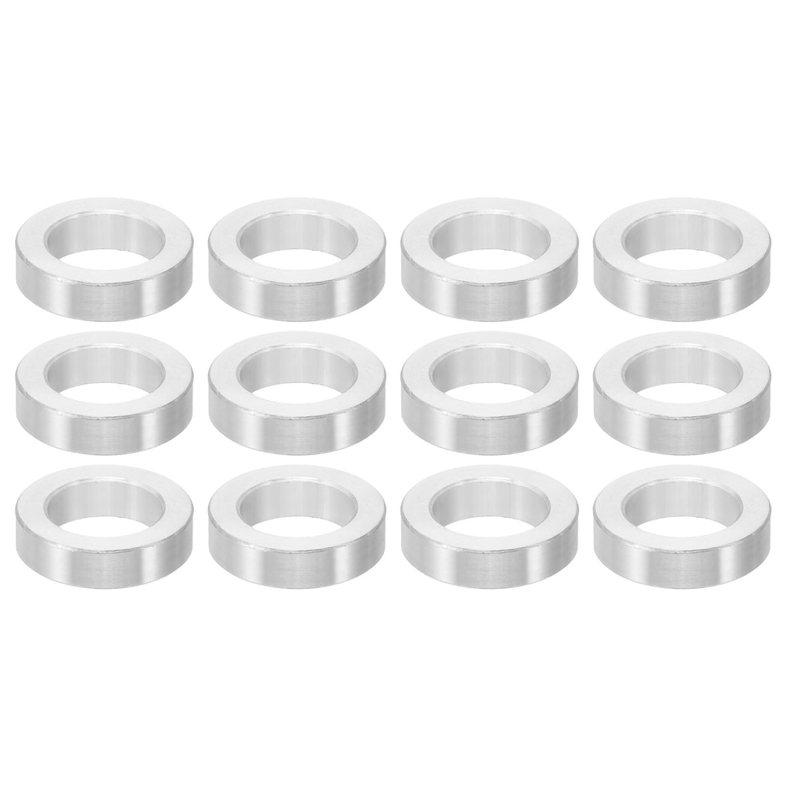 PATIKIL M10 Aluminum Spacers, 12 Pcs Metal Spacers Aluminum 10.2mm ID x 16mm OD x 4mm l Aluminum Spacer Screw Standoff Round for 3/8 or M10 Screw Bolts