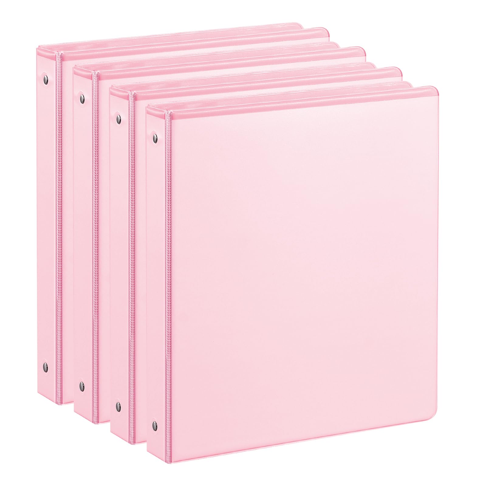 Photo 1 of 1'' 3-Ring-Binder with Pockets, 200 Sheets Capacity, 1 inch Binders fits 11" x 8.5" US Letter Size, Assorted 4 Pastel Colors - Ideal for School, Office, and Home Use (1'' - Pink)