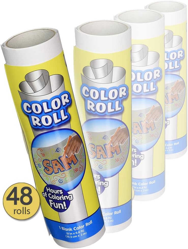 AoneFun Set of 48 Rolls - Blank Coloring Roll Paper - Banner Paper Roll - Doodle Art Paper on a Roll - White