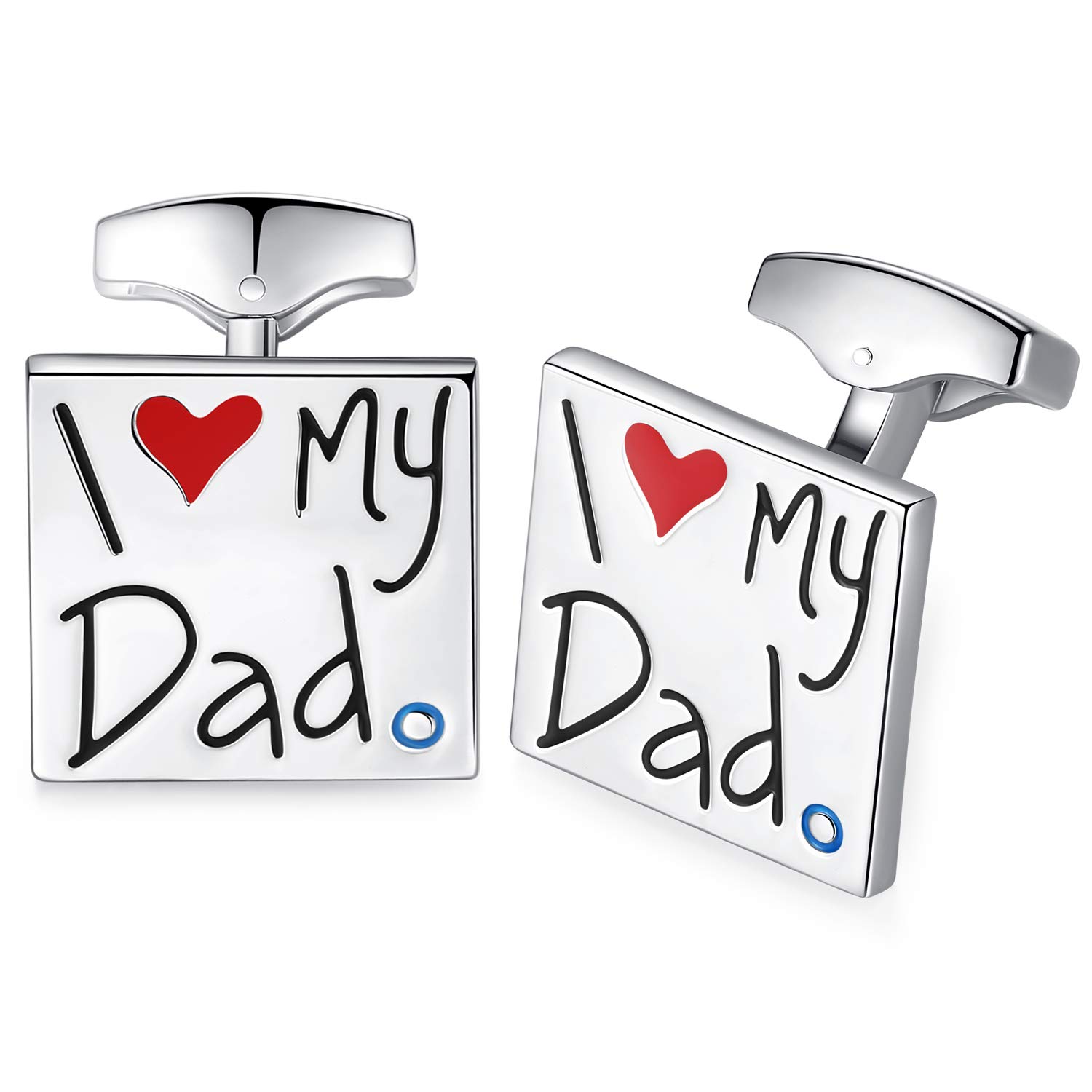 HONEY BEAR I Love My Dad Cufflinks for Men Shirt,Stainless Steel ,Square Shape for Fathers Day