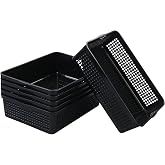 CadineUS 6 Pack Plastic A4 Letter Baskets, Black Office Basket Trays