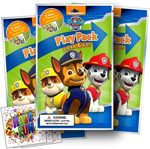 Paw Patrol Coloring Pack Party Favors with Stickers, Crayons and Coloring Activity Book in a Resealable Pouch Bundled With 3 Separately Licensed GWW Prize Reward Stickers