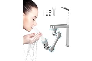 UMATRU Faucet Extender, 1080 Degree Swivel Faucet Aerator, Large-Angle Rotating Splash Filter Faucet with 2 Water Outlet Modes, Bathroom Rotatable Multifunctional Extension Faucet for Washing Eye/Hair/Face