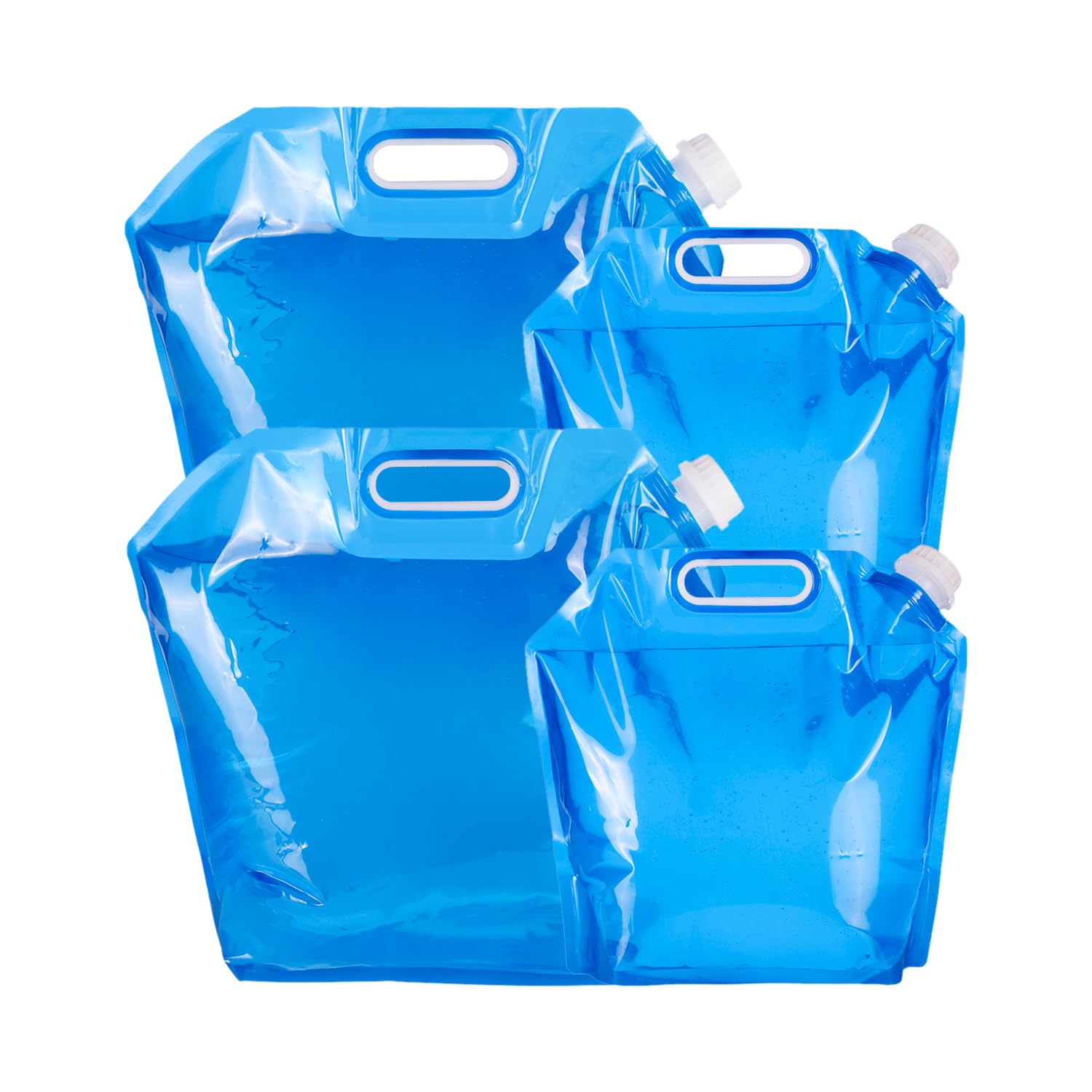 DTOL Camping Water Containers - Collapsible Drinking Car Water Carrier Bags for Outdoor Folding Hiking, Sport, Traveling, BBQ, Festivals Picnic - Portable, Space-Saving, Easy to Use Blue 5L&10L*2