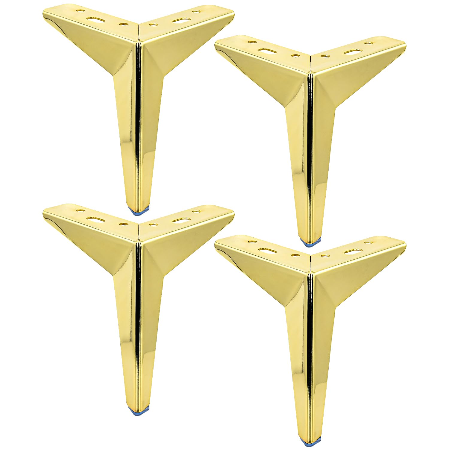 TCHOSUZ 5 Inch / 13cm Metal Furniture Legs, Set of 4 Heavy Duty Modern Diamond Triangle Table Desk Chair Sofa Legs Couch Feet With Screws For DIY Cabinet Cupboard TV Bench Stand 4 Pieces Gold