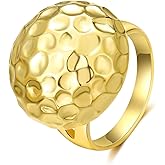 Aprilery Chunky Gold Rings for Women, Gold Statement Band Ring Hypoallergenic Jewelry