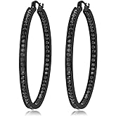 CiNily Mult-colors Crystal Stainless Steel Hoop Earring for Women Hypoallergenic Jewelry for Sensitive Ears Large Big Hoop Earrings 2"