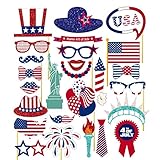 Tinksky 4th of July Photo Booth Props DIY Kits for Independence Day Party Favors Pack 26pcs