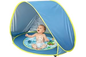 PandaEar Baby Beach Tent with Pool, Pop Up Sun Shelter for Infant Toddlers, Portable UV Protection Shade with Carry Bag for Outdoor Travel, Camping