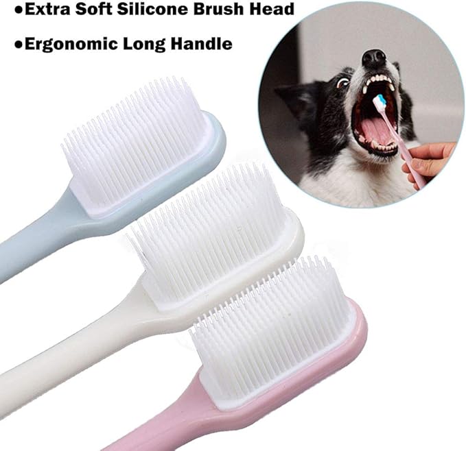 onebarleycorn 3 pack Dog toothbrush,Nano Soft Silicone Gentle Dental