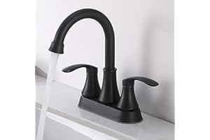 Black Bathroom Sink Faucet 2 Handle, Matte Black Bathroom Faucet 3 Hole Bath Vanity Faucets with Pop-up Drain and Supply Line