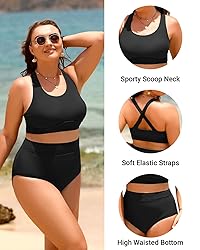 Aqua Eve Plus Size Two Piece High Waisted Bikini