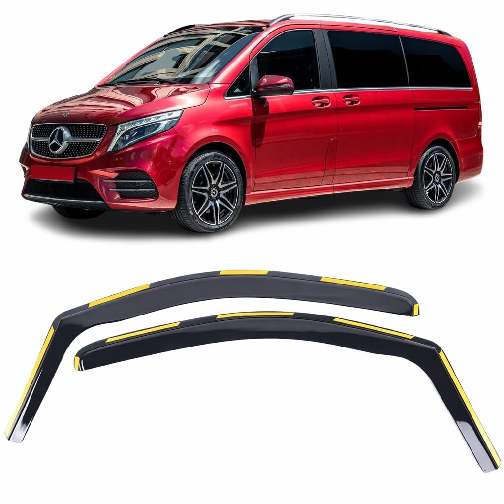 Set Of 2 Wind Deflectors For MERCEDES BENZ VITO V CLASS W447 2014 2015 2016 2017 2018 2019 2020 2021 2022 2023 2024 2025 In-Channel Acrylic Side Window Visors-Smoke Tinted Sun & Rain Guards Reflectors