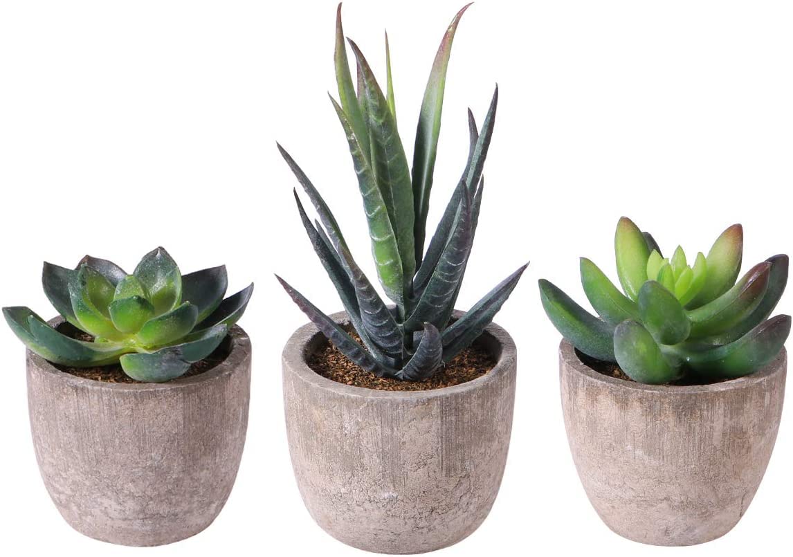 Ounona Artificial Succulent Plants with Pots Table Decoration Home Balcony Office Decoration Set of 3 for Home Office Decor