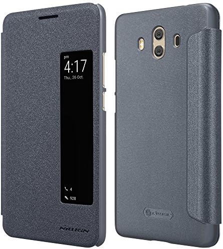 Huawei Mate 10 Flip case, Nillkin Synthetic Leather View Window Auto Wake/Sleep Flip Cover with Hard PC Matte Back Shell Slim Folio Case for Huawei Mate 10 2017 (Black)