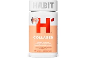 H' HABIT Habit Collagen Supplement (60 Capsules) - New Look, 2000mg Collagen Peptides, Vitamin C & Vitamin E, Skin Health, Antioxidants, Non-GMO, Gluten Free (1 Pack)