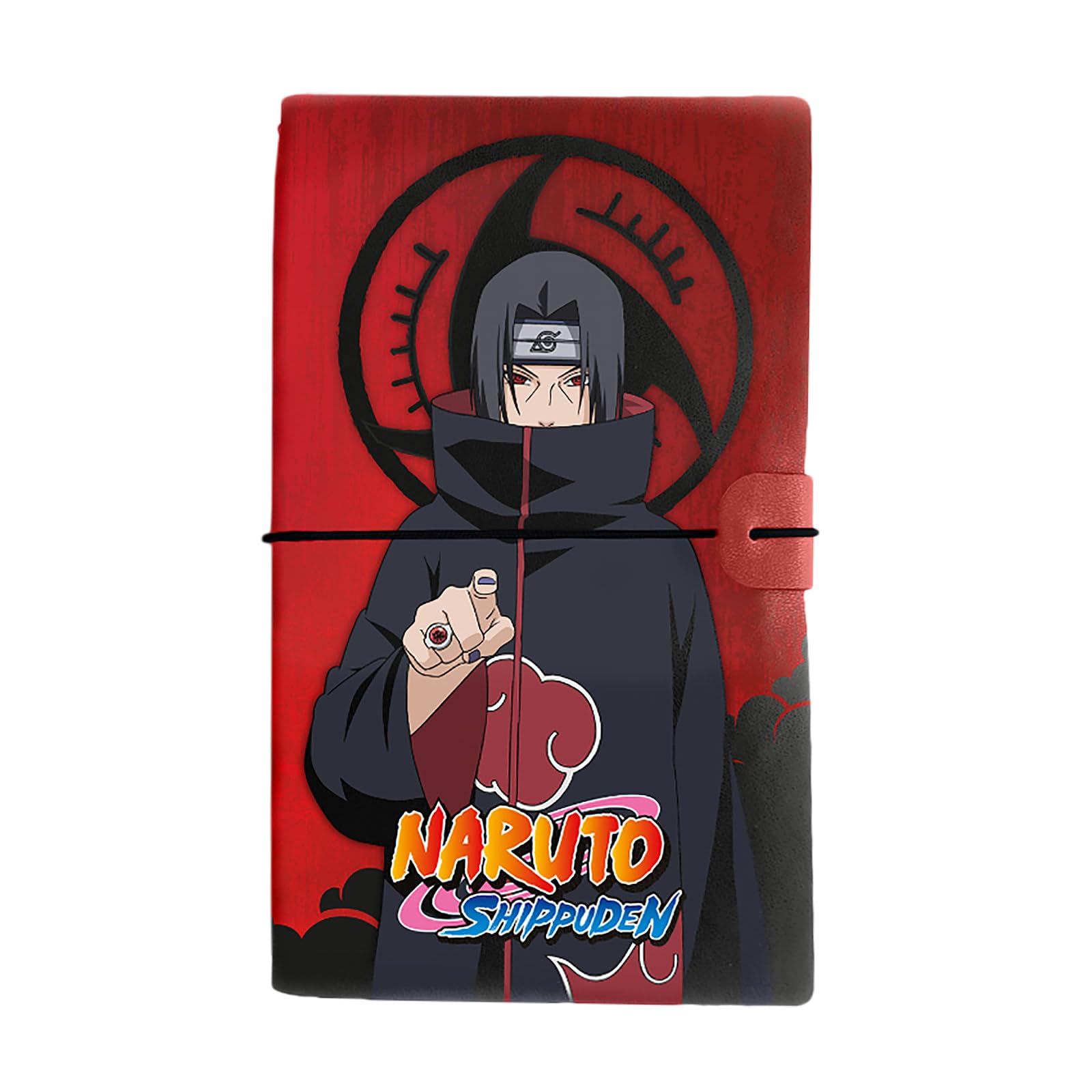Elbenwald Naruto Shippuden notebook in Itachi Uchiha design for men women unisex lined and dotted 11.5 x 19.5 x 1.5 cm red black