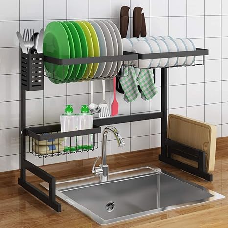 Amazon 水切りラック キッチンラック キッチン 収納 水切りかご 水切りかご 食器 水切り みずきりかご ステンレス 幅の長さ調節可能 65 85cm 水切りラック オンライン通販