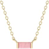 Abshel 18k Gold Minimalist Rectangle Crystal Birthstone Pendant Necklace - A Choice for Valentine's Day, Birthday Gifts for Women, Stocking Stuffers for Girls Teen