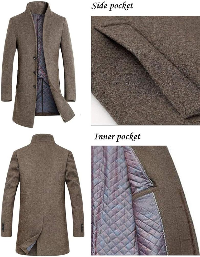 Mordenmiss Men's French Woolen Coat Business Down Jacket Trench Topcoat at  Men’s Clothing store