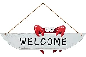 D-Fokes Vintage Hanging Decor Crab Welcome Sign Door Hanging Home Decor Creative Wall Decoration